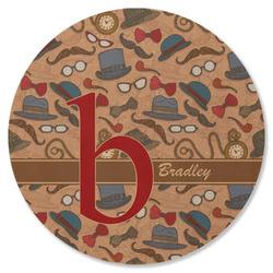 Vintage Hipster Round Rubber Backed Coaster (Personalized)