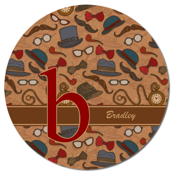 Vintage Hipster Round Fridge Magnet - FRONT