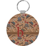 Vintage Hipster Round Plastic Keychain (Personalized)