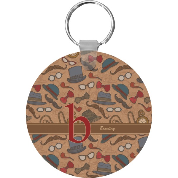 Custom Vintage Hipster Round Plastic Keychain (Personalized)