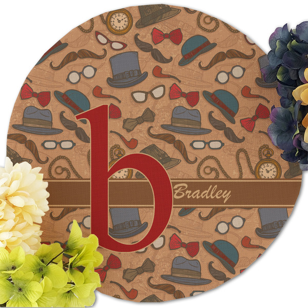 Vintage Hipster Round Linen Placemats - Front (w flowers)