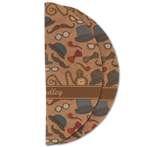 Vintage Hipster Round Linen Placemats - HALF FOLDED (double sided)