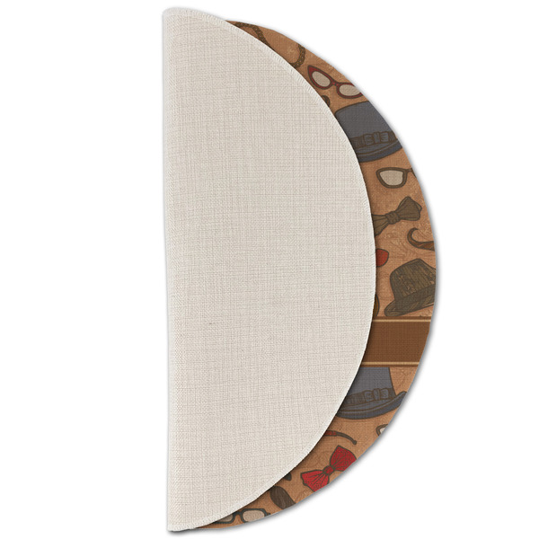 Vintage Hipster Round Linen Placemats - HALF FOLDED (single sided)