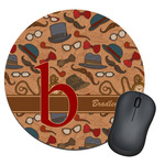 Vintage Hipster Round Mouse Pad (Personalized)