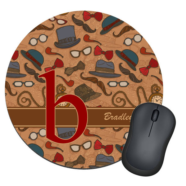 Custom Vintage Hipster Round Mouse Pad (Personalized)