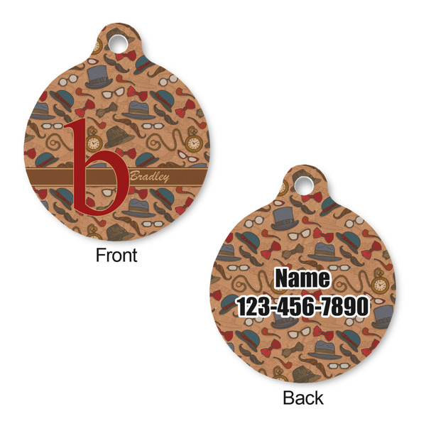 Vintage Hipster Round Pet Tag - Front & Back