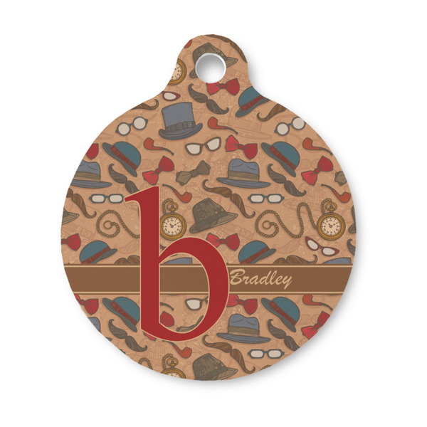 Custom Vintage Hipster Round Pet ID Tag - Small (Personalized)