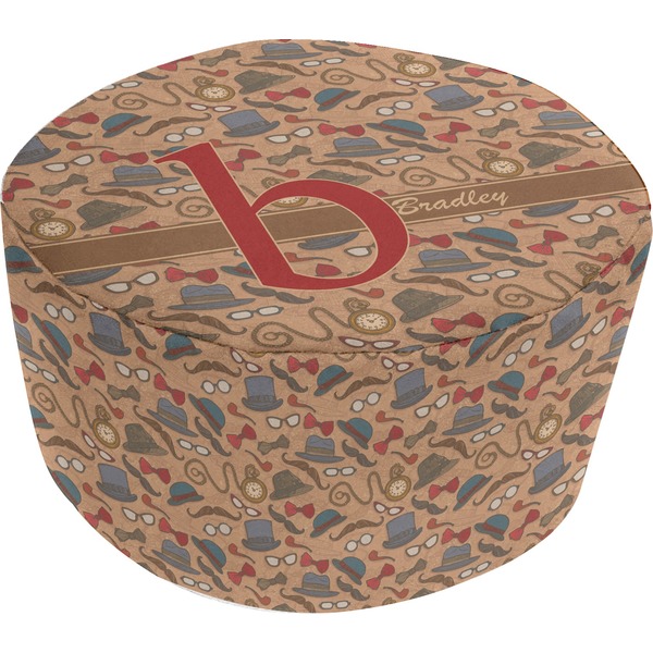 Custom Vintage Hipster Round Pouf Ottoman (Personalized)