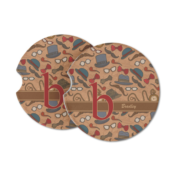 Custom Vintage Hipster Sandstone Car Coasters - Set of 2 (Personalized)