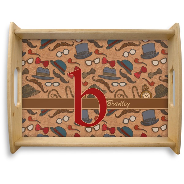 Custom Vintage Hipster Natural Wooden Tray - Large (Personalized)