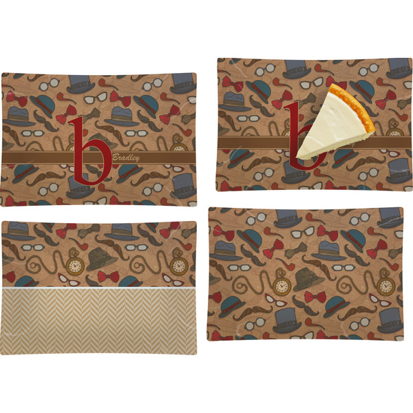 Vintage Hipster Set of Rectangular Appetizer / Dessert Plates