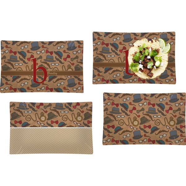 Vintage Hipster Set of Rectangular Dinner Plates