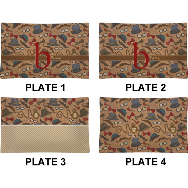 Vintage Hipster Set of Rectangular Dinner Plates (Approval)