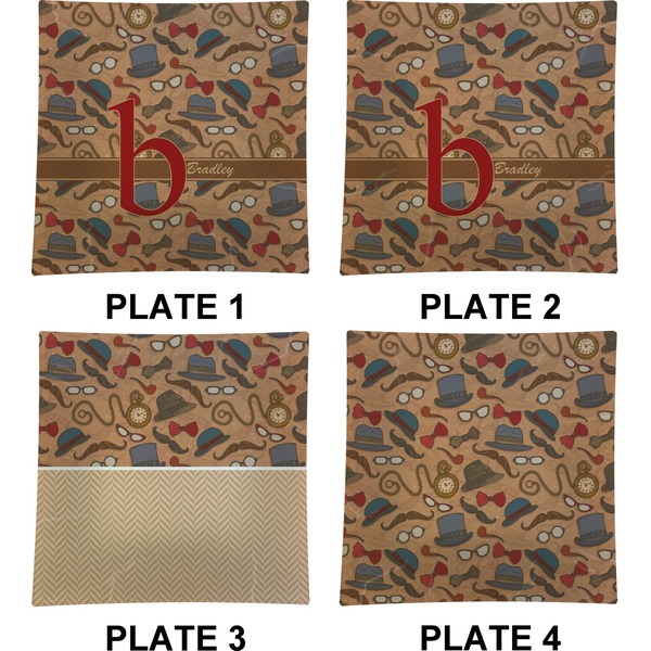 Vintage Hipster Set of Square Dinner Plates (Approval)