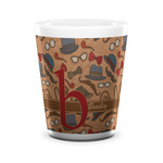 Vintage Hipster Ceramic Shot Glass - 1.5 oz - White - Set of 4 (Personalized)