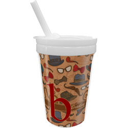 Vintage Hipster Sippy Cup with Straw (Personalized)