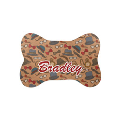 Vintage Hipster Bone Shaped Dog Food Mat (Small) (Personalized)