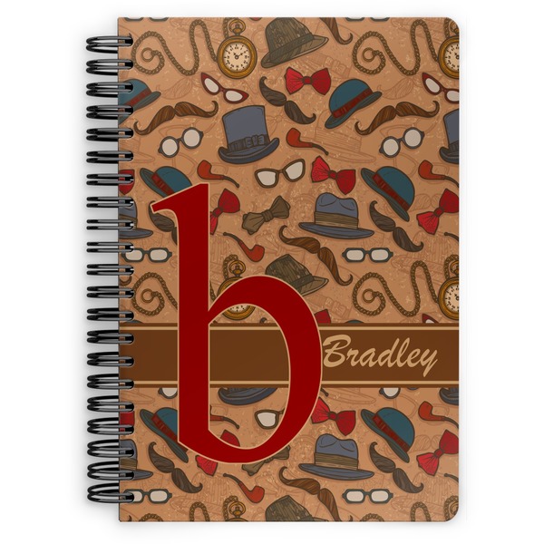Custom Vintage Hipster Spiral Notebook - 7x10 w/ Name and Initial