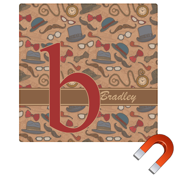 Custom Vintage Hipster Square Car Magnet - 10" (Personalized)