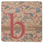Vintage Hipster Square Rubber Backed Coaster (Personalized)