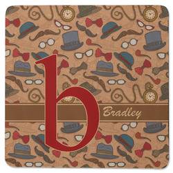 Vintage Hipster Square Rubber Backed Coaster (Personalized)