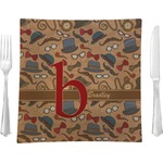 Vintage Hipster 9.5" Glass Square Lunch / Dinner Plate- Single or Set of 4 (Personalized)