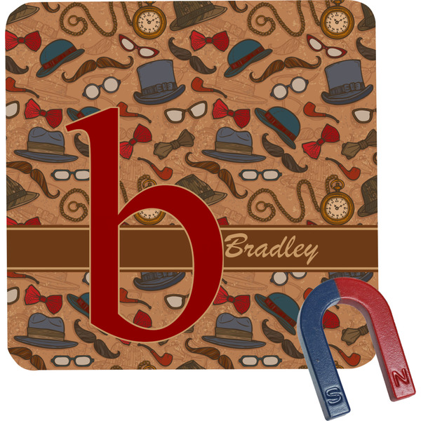 Custom Vintage Hipster Square Fridge Magnet (Personalized)