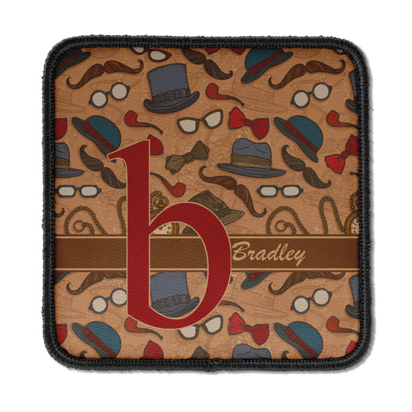 Custom Vintage Hipster Iron On Square Patch w/ Name and Initial