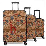 Vintage Hipster 3 Piece Luggage Set - 20" Carry On, 24" Medium Checked, 28" Large Checked (Personalized)