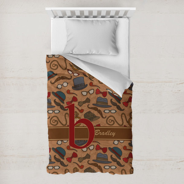 Custom Vintage Hipster Toddler Duvet Cover w/ Name and Initial