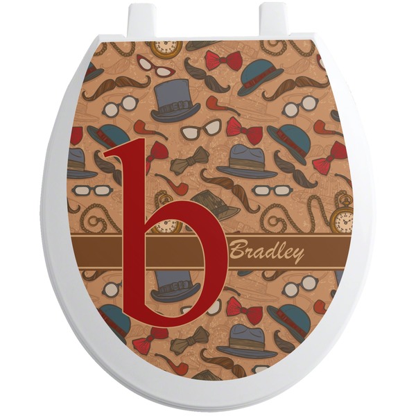 Custom Vintage Hipster Toilet Seat Decal - Round (Personalized)
