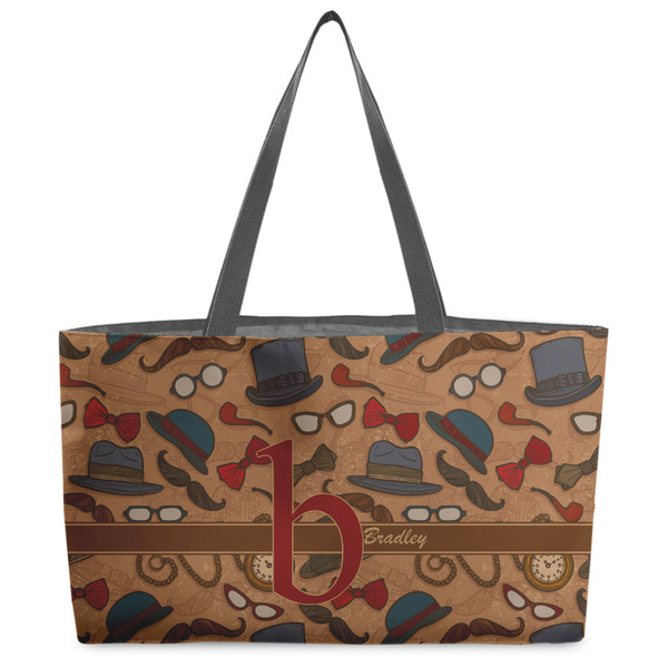 Custom Vintage Hipster Beach Totes Bag - w/ Black Handles (Personalized)