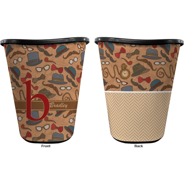 Vintage Hipster Trash Can Black - Front and Back - Apvl
