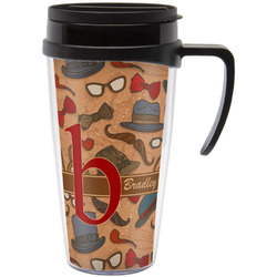 Vintage Hipster Acrylic Travel Mug with Handle (Personalized)