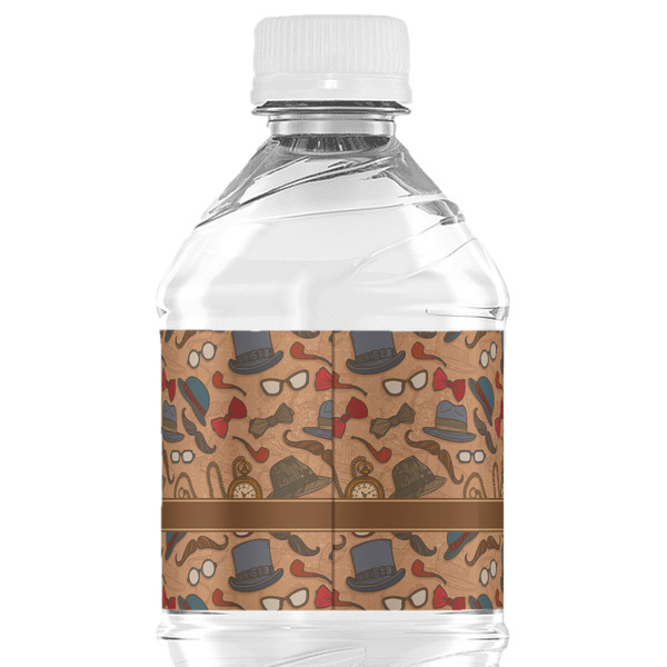 Vintage Hipster Water Bottle Label - Back View