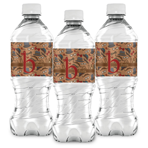 Vintage Hipster Water Bottle Labels - Front View