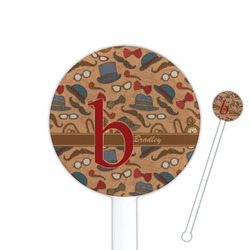 Vintage Hipster 5.5" Round Plastic Stir Sticks - White - Single Sided (Personalized)