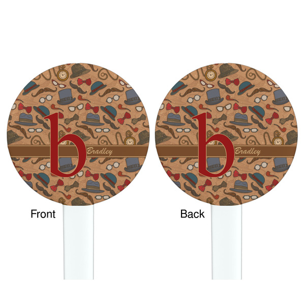 Vintage Hipster White Plastic 7" Stir Stick - Double Sided - Round - Front & Back