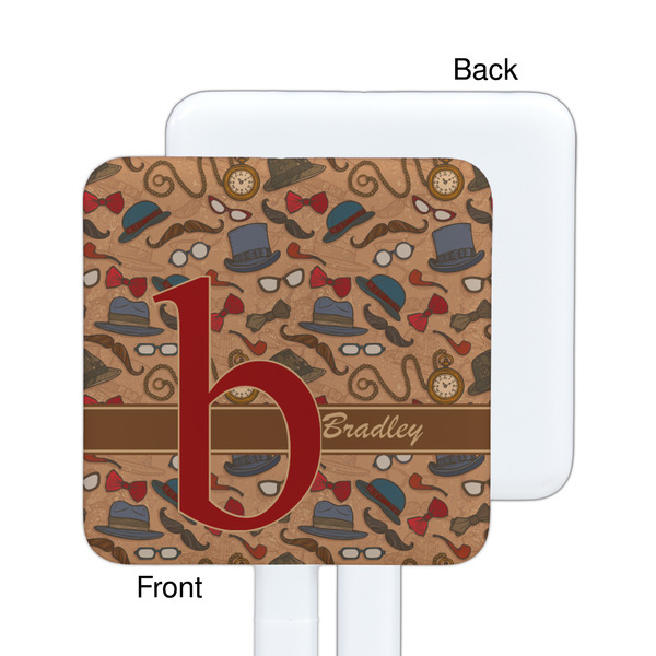 Vintage Hipster White Plastic Stir Stick - Single Sided - Square - Approval