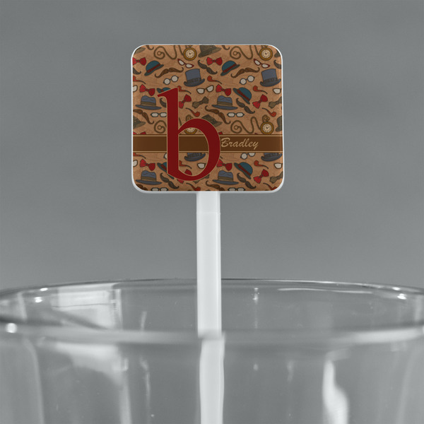 Vintage Hipster White Plastic Stir Stick - Square - Main