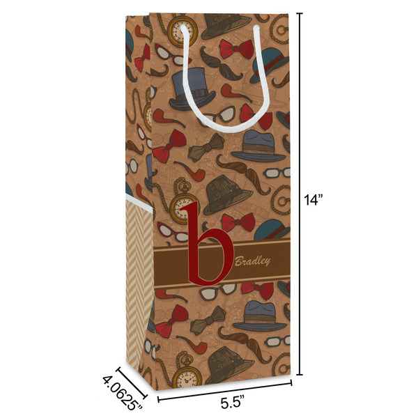 Vintage Hipster Wine Gift Bag - Dimensions