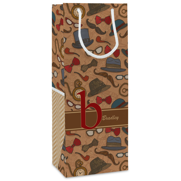 Custom Vintage Hipster Wine Gift Bags - Gloss (Personalized)
