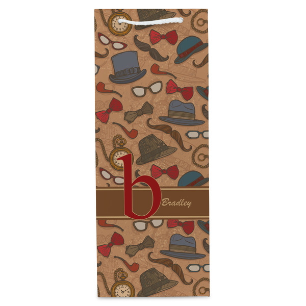 Vintage Hipster Wine Gift Bag - Matte - Front