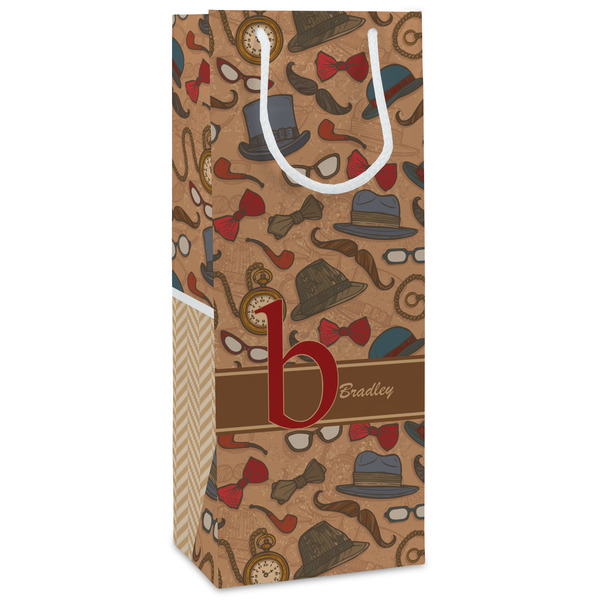 Custom Vintage Hipster Wine Gift Bags - Matte (Personalized)
