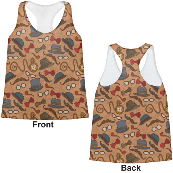 Vintage Hipster Womens Racerback Tank Tops - Medium - Front and Back