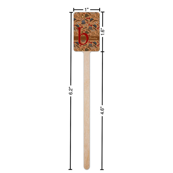 Vintage Hipster Wooden 6.25" Stir Stick - Rectangular - Dimensions