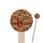 Vintage Hipster 6" Round Wooden Food Picks - Single Sided (Personalized)