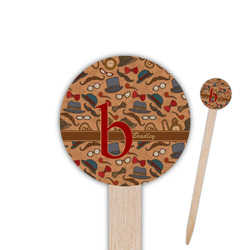 Vintage Hipster Round Wooden Food Picks (Personalized)