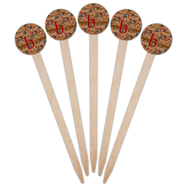 Vintage Hipster Wooden 6" Food Pick - Round - Fan View