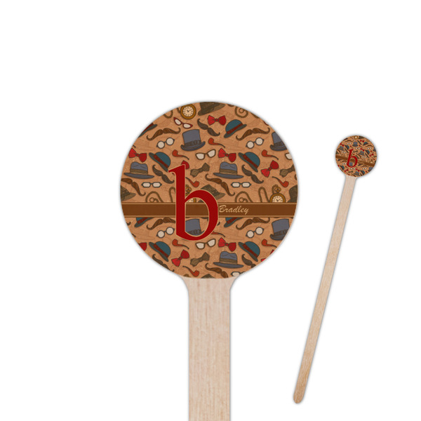 Custom Vintage Hipster 6" Round Wooden Stir Sticks - Double Sided (Personalized)